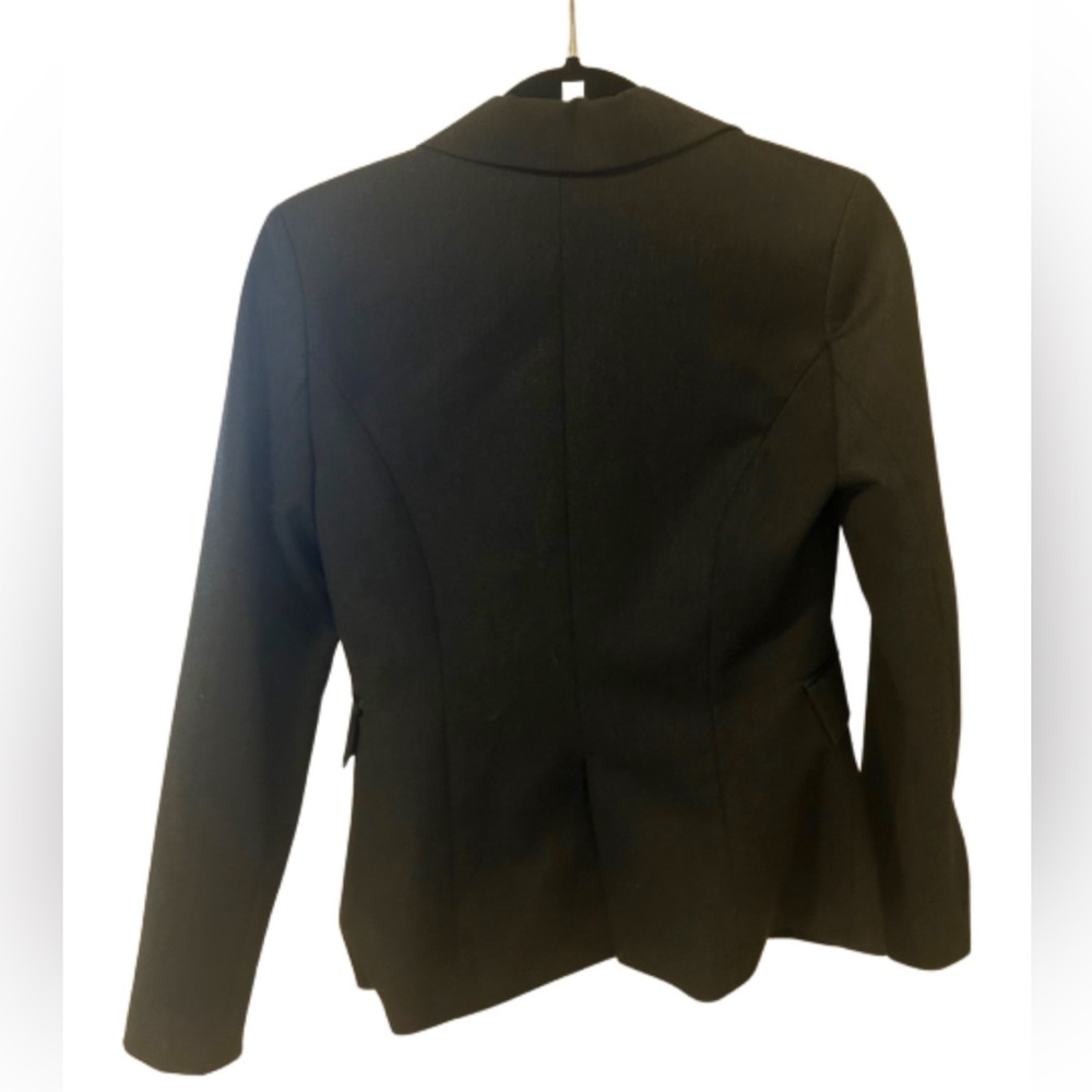 Anine Bing Single Button Blazer | Charcoal Grey with Faux Leather Trim | Size XS - Picture 6 of 9